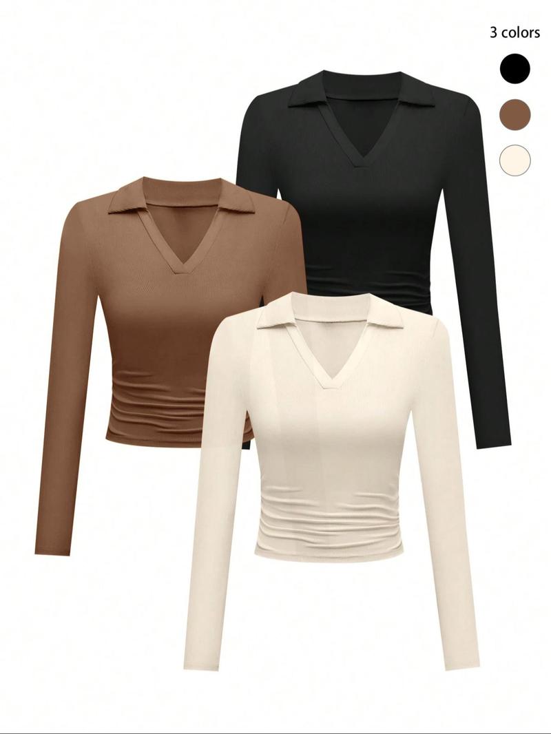 Women's Three-Piece Set Spring & Fall Knit Long Sleeve V-Neck Top, Fashion Slim-Fitting Casual for Daily Commute