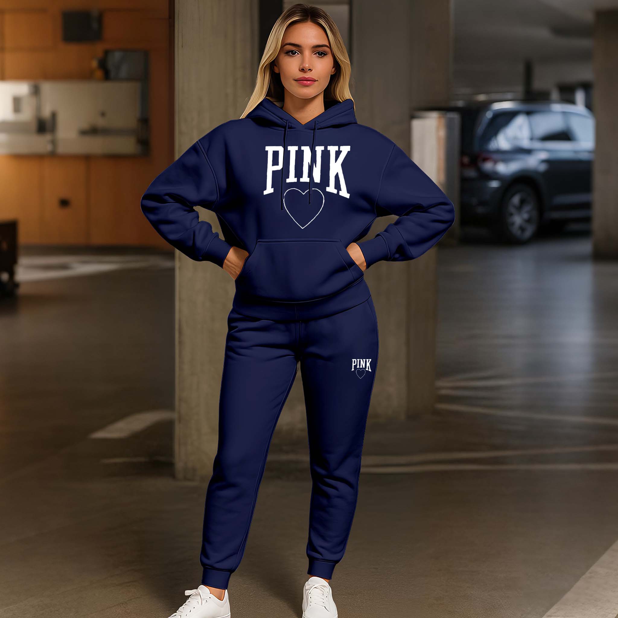 Women’s Cute Pink Heart Print Hoodie and Drawstring Sweatpants Set, Adorable Two-Piece Athleisure Outfit, Long Sleeve Hooded Jacket & Pants, Cozy Fall Winter Indoor Outdoor Casual Wear Women’s Cute Pink Heart Print Hoodie and Drawstring Sweatpants Set, Adorable Two-Piece Athleisure Outfit, Long Sleeve Hooded Jacket & Pants, Cozy Fall Winter Indoor Outdoor Casual Wear
