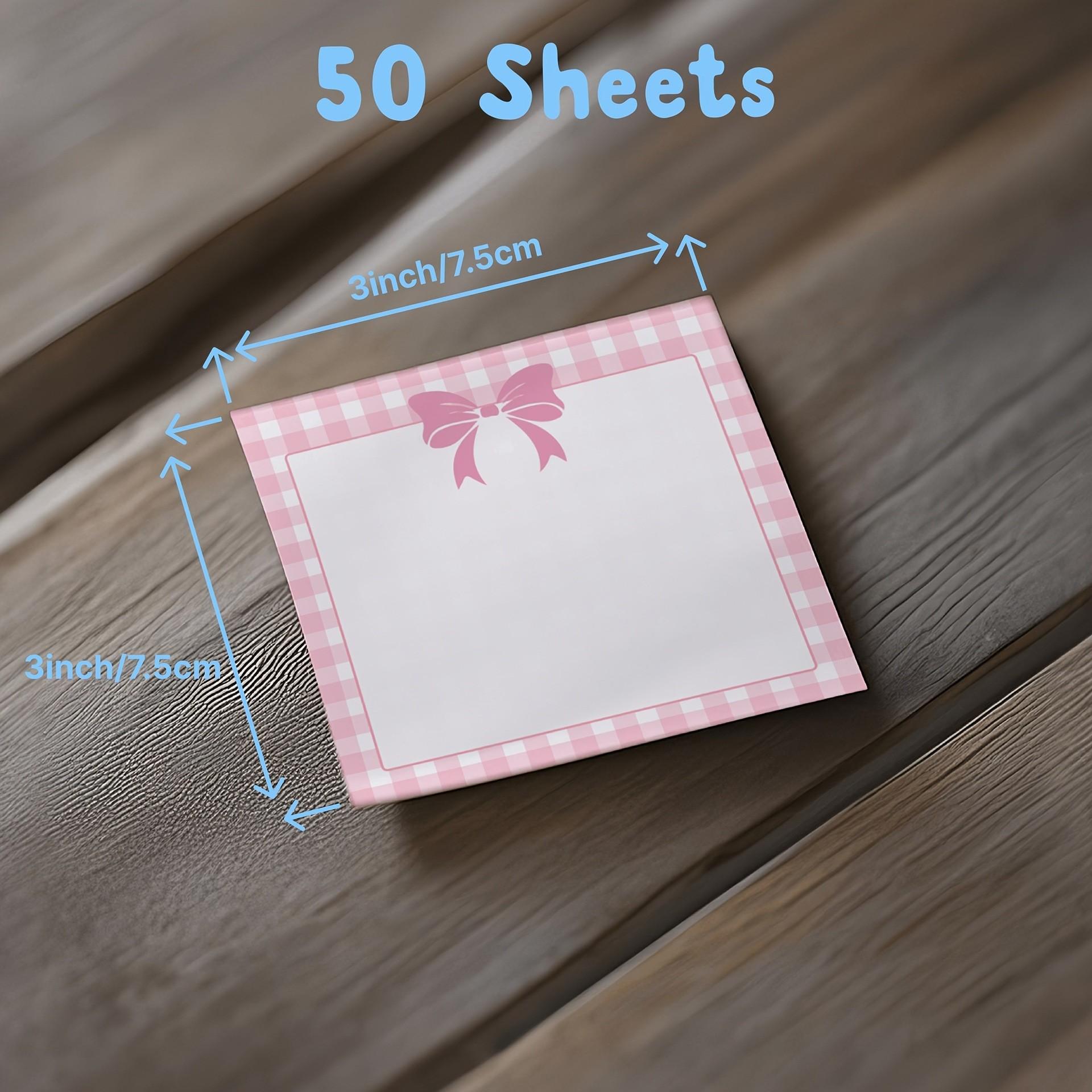 4-Pack Set Bow Sticky Notes, Cute Self-Adhesive Memo Pads with Four Designs, Four Styles for Reminders & Messages, Perfect for Office, School, Journaling, Great Stationery Gift