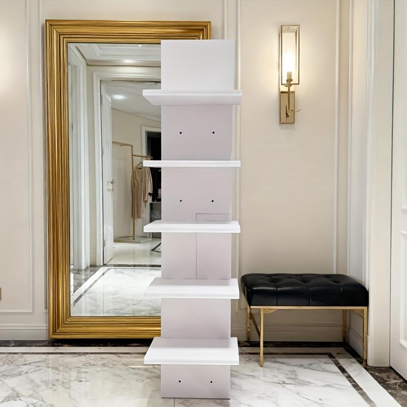 5-Tier White Floating Storage Shelf | Durable Heavy-Duty Wooden Structure, Easy to Clean, Ideal for Storing Books, Display Items and Ornaments - Suitable for Living Rooms, Bedrooms and Entryways - Multi-Room Use, Minimalist Design