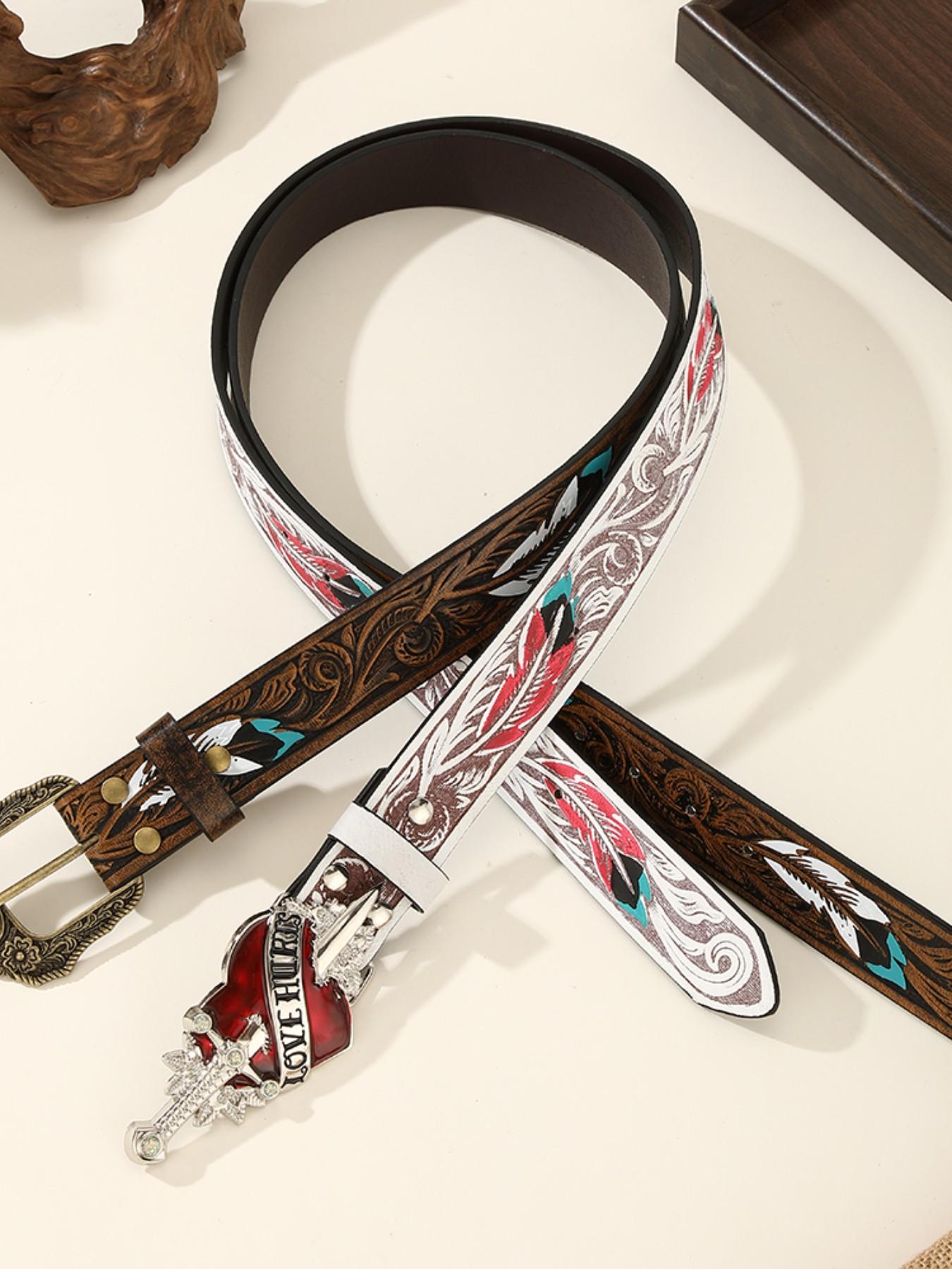 Trendy Bohemian Turquoise Oval Alloy Buckle, Vintage Fashion European Style Belt, Stylish Accessory for Men and Women