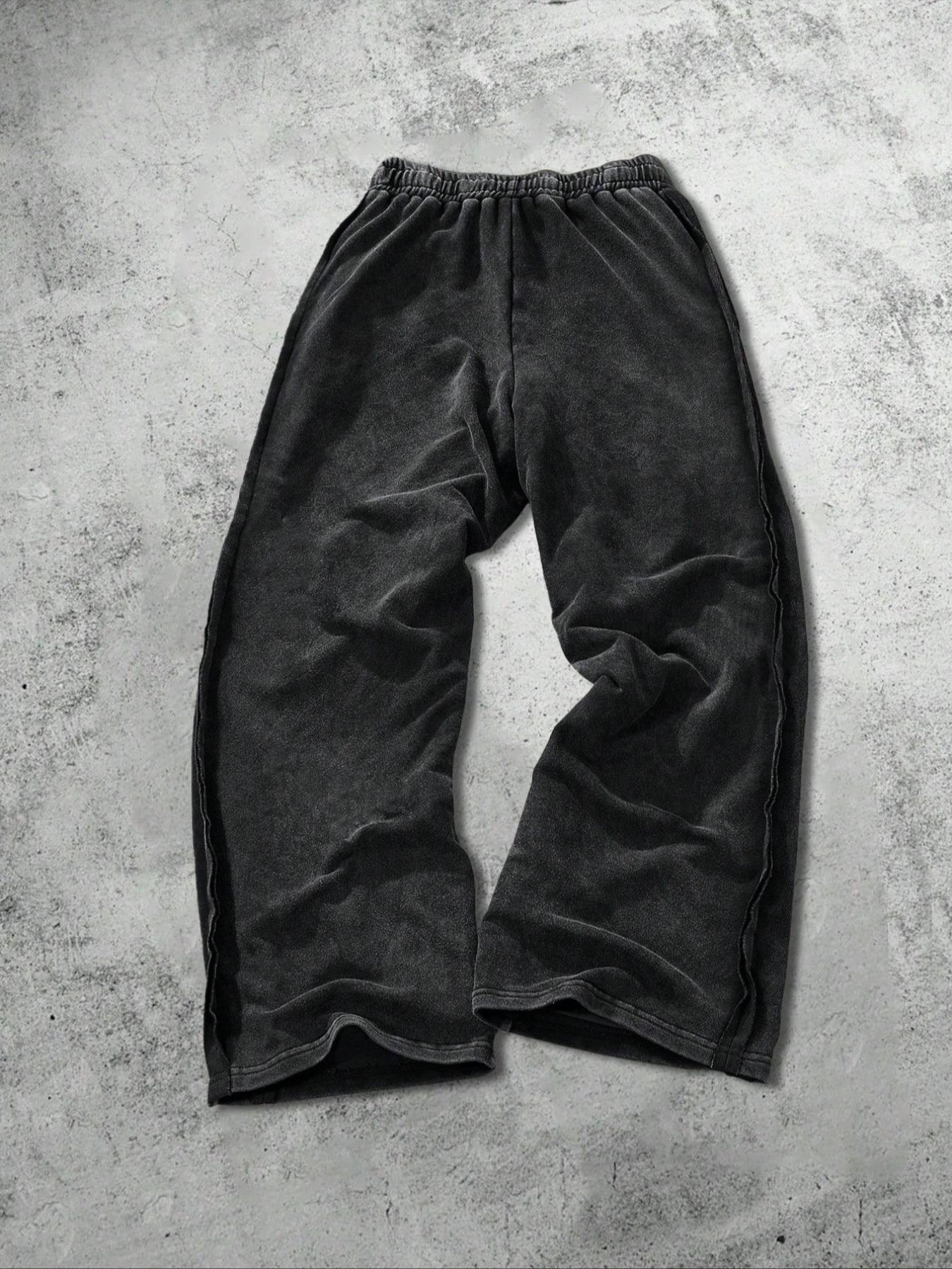 Unisex Gothic Street Style Saint's lettering and Gothic cross pattern print Cotton Sweatpants, Loose Fit Elastic Waist, Casual Fashion Pants for All Seasons,Gothic outfits， Men's Daily Wear Gift