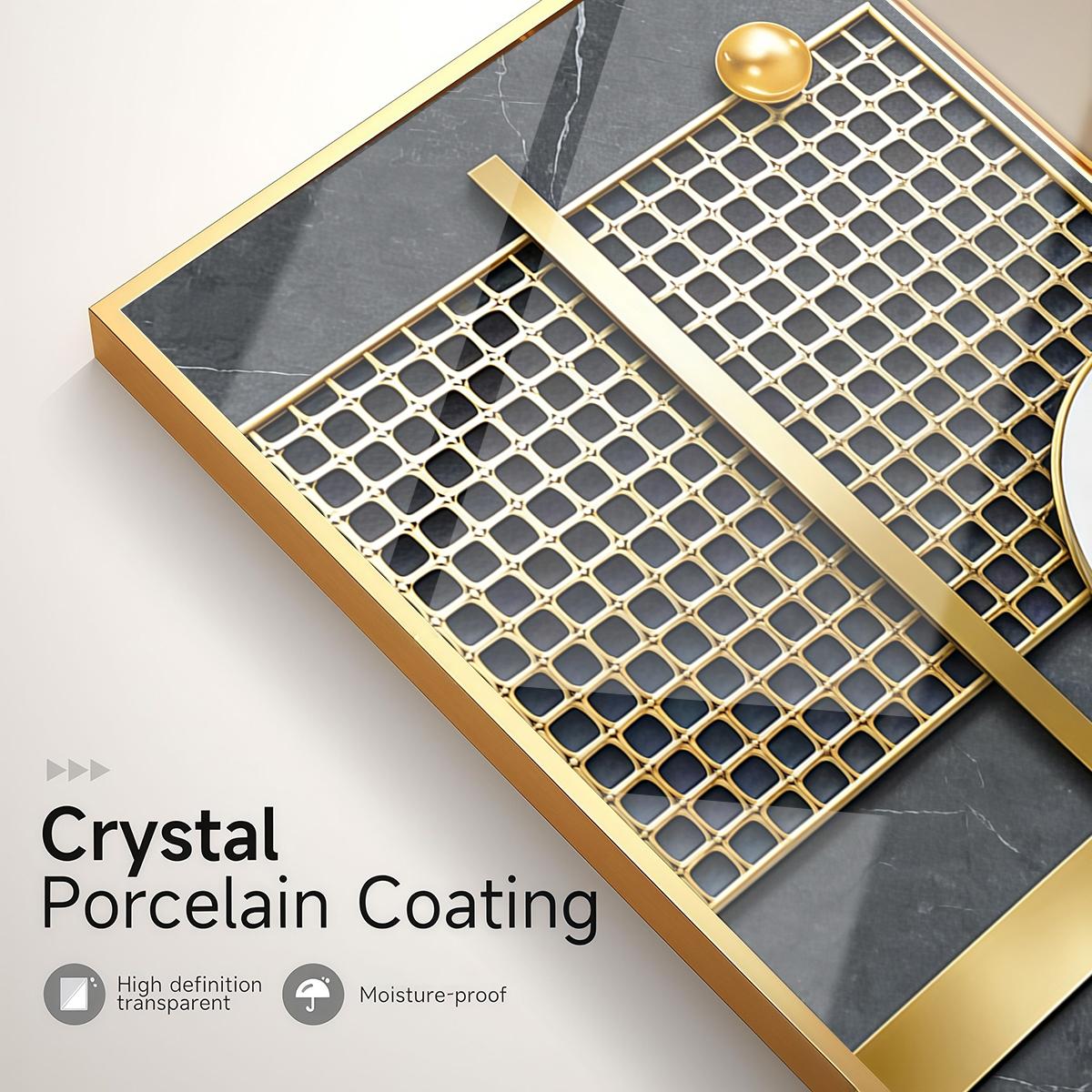 3 Counts Aluminum Alloy Framed Painting, Geometric Gold And Marble Abstract Art, Home Decoration For Living Room, Bedroom, Office, Restaurant, Hallway Wall Decor, Odorless Print Artwork, Luxury Perfect Gift For Friends And Family