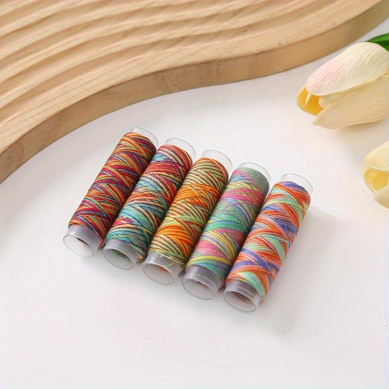 10pcs Rainbow Variegated Polyester Embroidery Sewing Thread - 5pcs, 75 Yards Per Spool, Machine Sewing and Hand Stitching