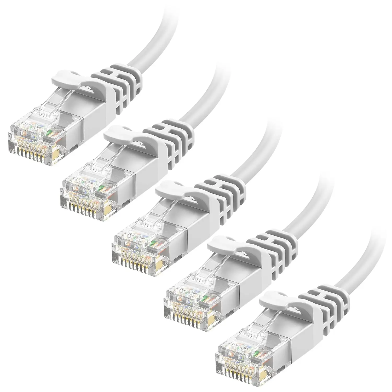 10Gbps 5-Pack Snagless Thin  6 Ethernet , 1ft, White