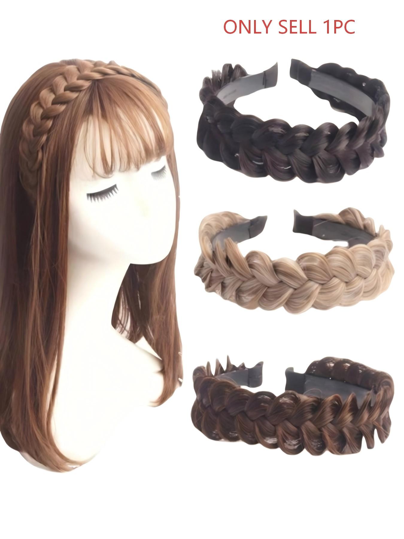 1 piece women's elegant Fried Dough Twists braid wig headband, lifelike hair braid design with anti-skid grip, fashionable hair accessories with combs for daily use