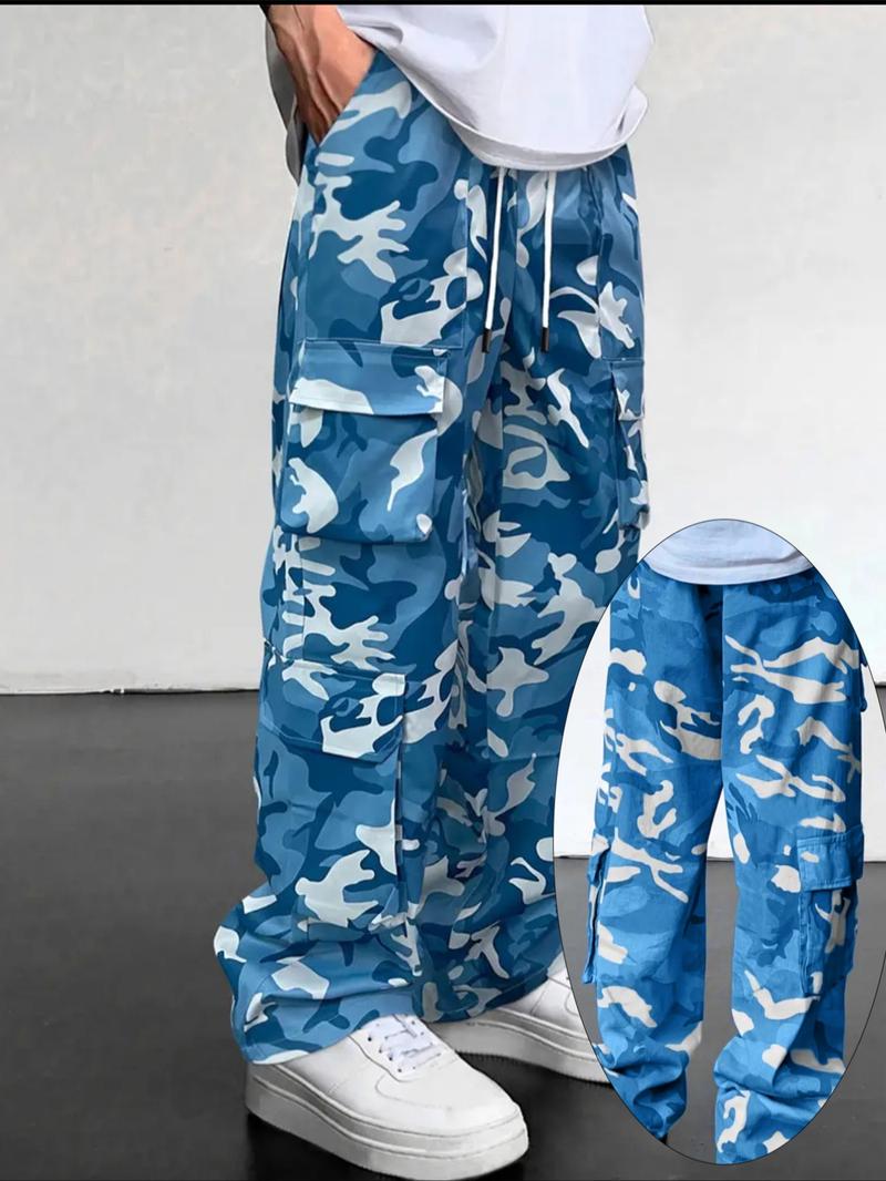 Men's Camo Print Pants, Casual Comfy Multi-pocket Trousers for Daily Wear, Fashion Men's Bottoms for Spring & Fall