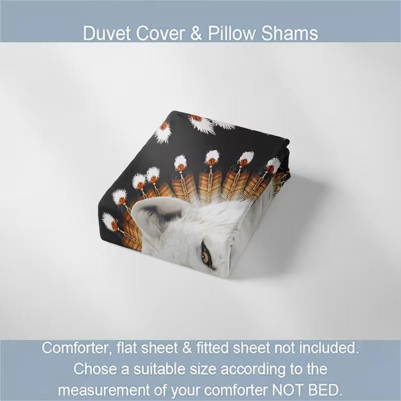 3-Piece Wolf Pattern Bedding Set, Soft Polyester Duvet Cover & Pillowcases, Modern Digital Print Design, Ideal Gift for Home Decor