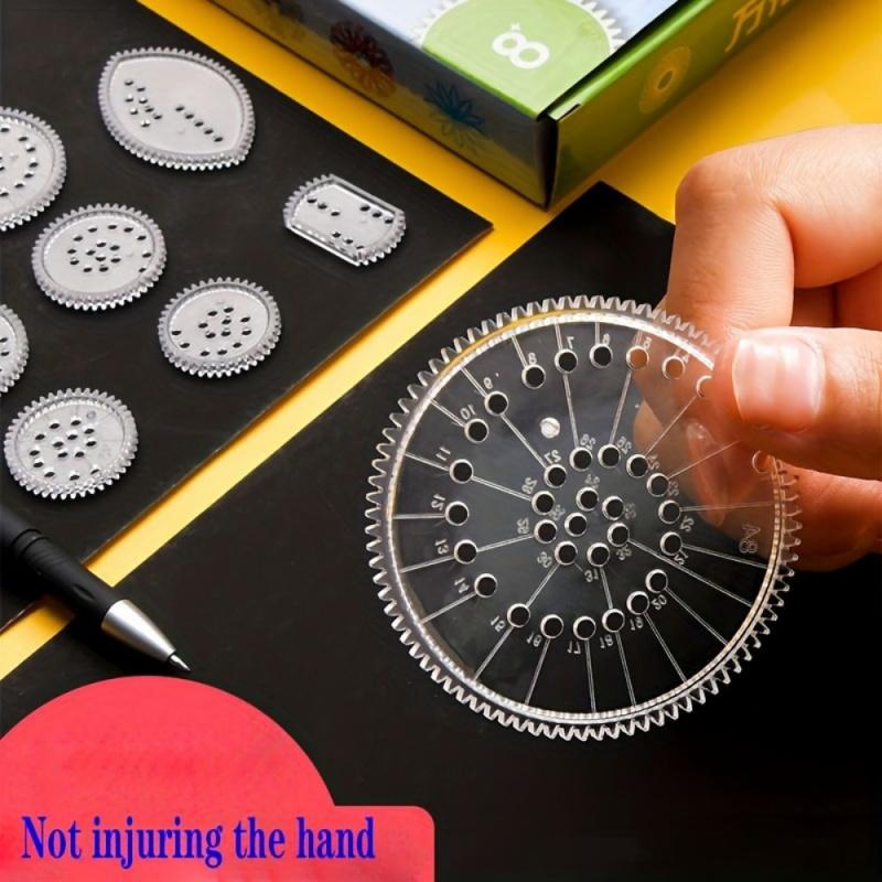 Creative Gear Pattern Drawing Ruler Set, 22pcs/set Transparent Magic Template, Multifunctional Geometric Drawing Ruler, Drawing Supplies