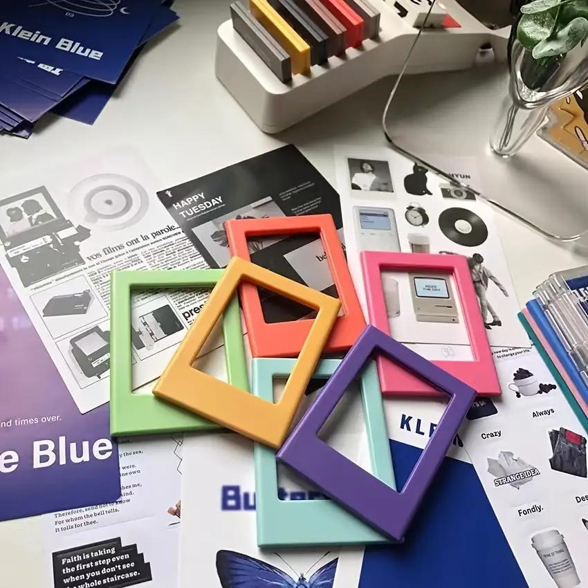 10pcs 3-Inch Magnetic Fridge Frames, Random Color Fujifilm Photo Holders, Retro Durable Frame, Home Office Decor, Friday Deal