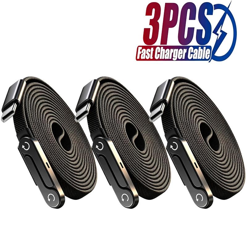 3-Pack 240W Fast-Charging Charging Cables, Phone Stand Included, 90° Bent Connector, 360° Rotatable, Braided 1.5m Cable, Compatible with iPhone 17, 16 and 15