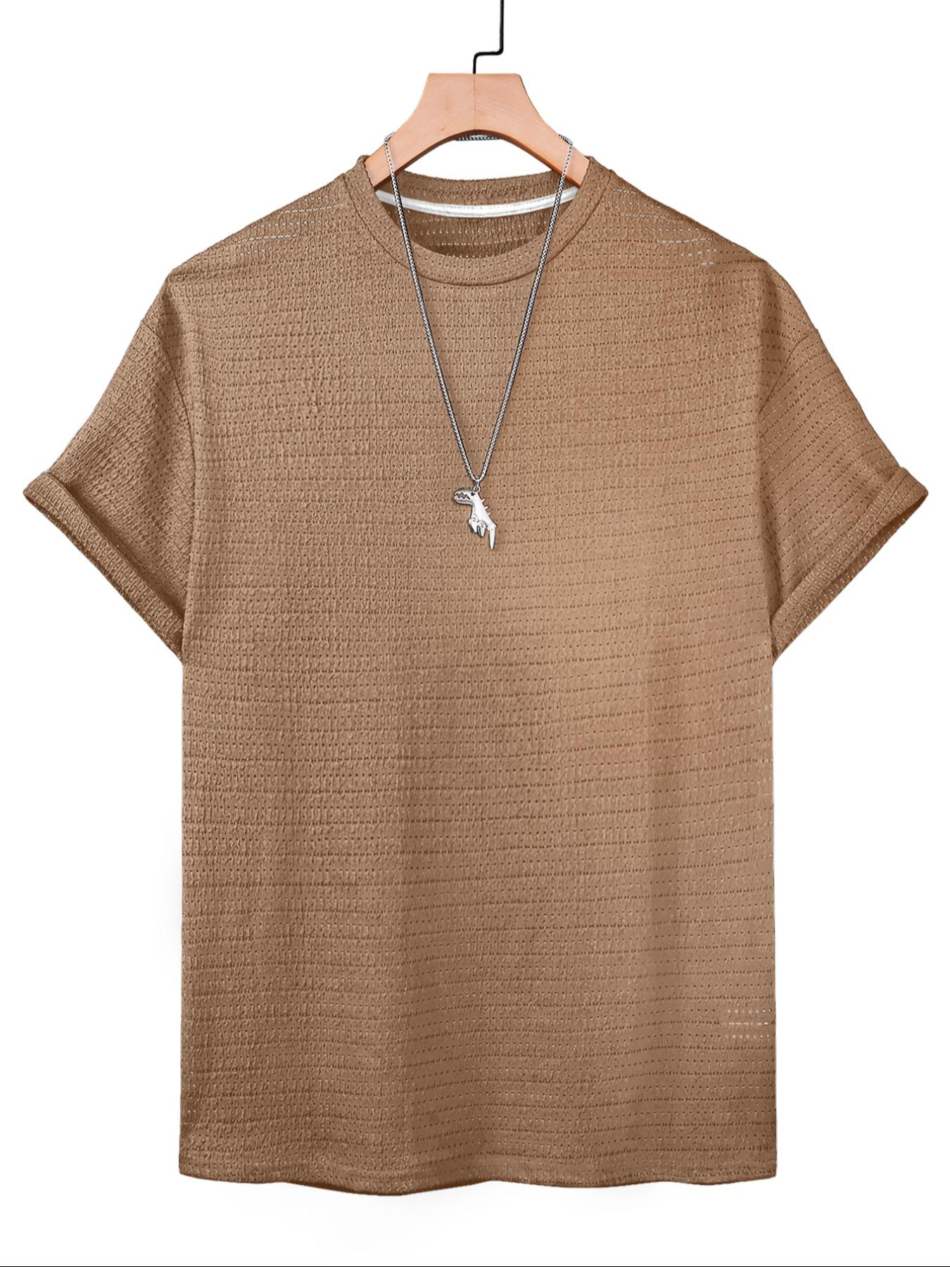 Men's Solid Color Short Sleeve T-Shirt, Casual Comfortable Round Neck Summer Top, Fashion Daily Wear Men's Clothing