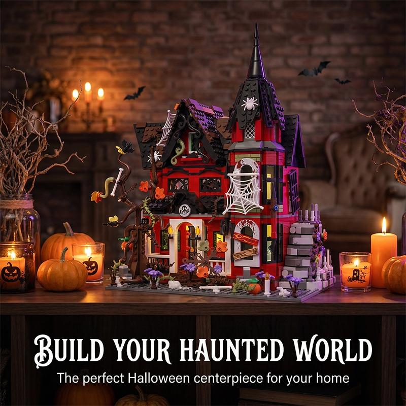 1249pcs MOC Haunted House Building Blocks Set Horror Spooky Building Bricks DIY Puzzle Toys for Adults Kids Gift Room Decoration