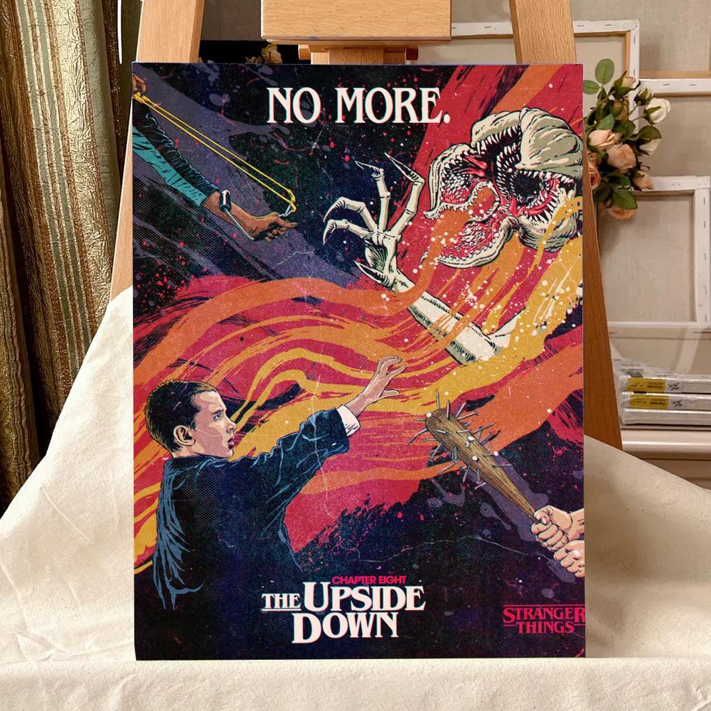 TV Series S-Stranger T-Things Painting Calligraphy Waterproof Scratch-Resistant Canvas Wall Art – Premium Oil Painting Style HD Print | Modern Aesthetic Home Decor for Living Room, Bedroom, Kitchen & Café | Perfect Holiday, Housewarming & Party Gift