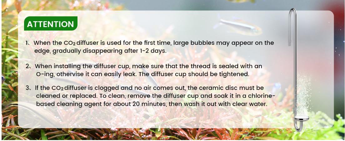 Stainless Steel CO2 Difusser Atomizer Used for Aquarium Plants，Water Grass Tank,Fine and Uniform Bubbles, Durable and Not Easy to Rust