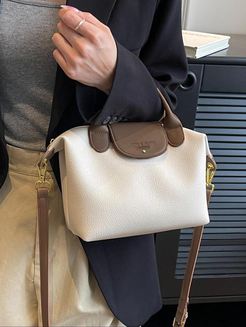 Women's Elegant Solid Color Handbag, Fashionable PU Leather Zipper Shoulder Bag for Daily Use, 2025 Fall & Winter Trendy High-quality Commuting Bag, Versatile PU Tote Satchel, Commuter Bag