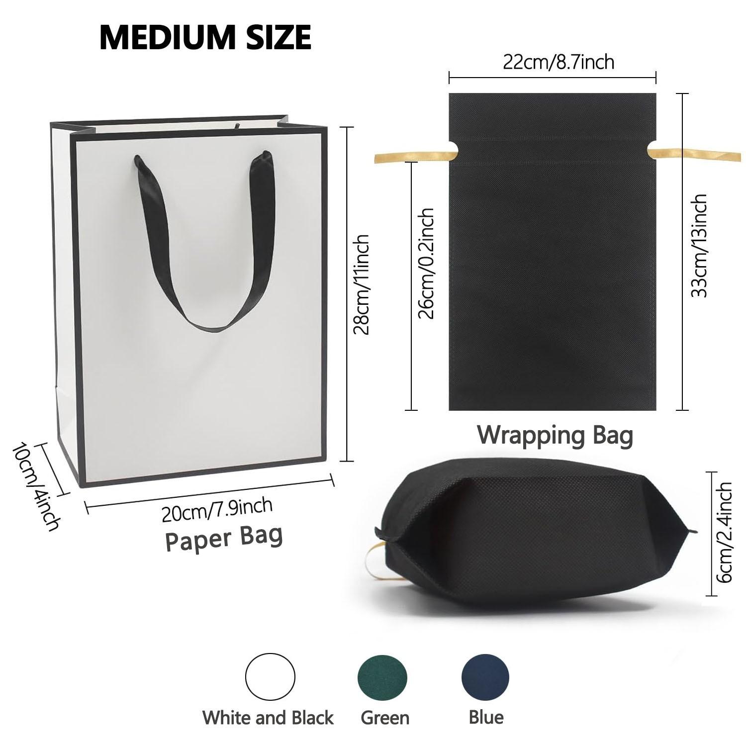 Party Favor Bags Set of 2 | Reusable Kraft Paper Tote Bag with Ribbon Drawstring Non-Woven Pouch | Wedding Guest Gift Wrap Bridal Shower Baby Shower Return Gifts | Multi Colour