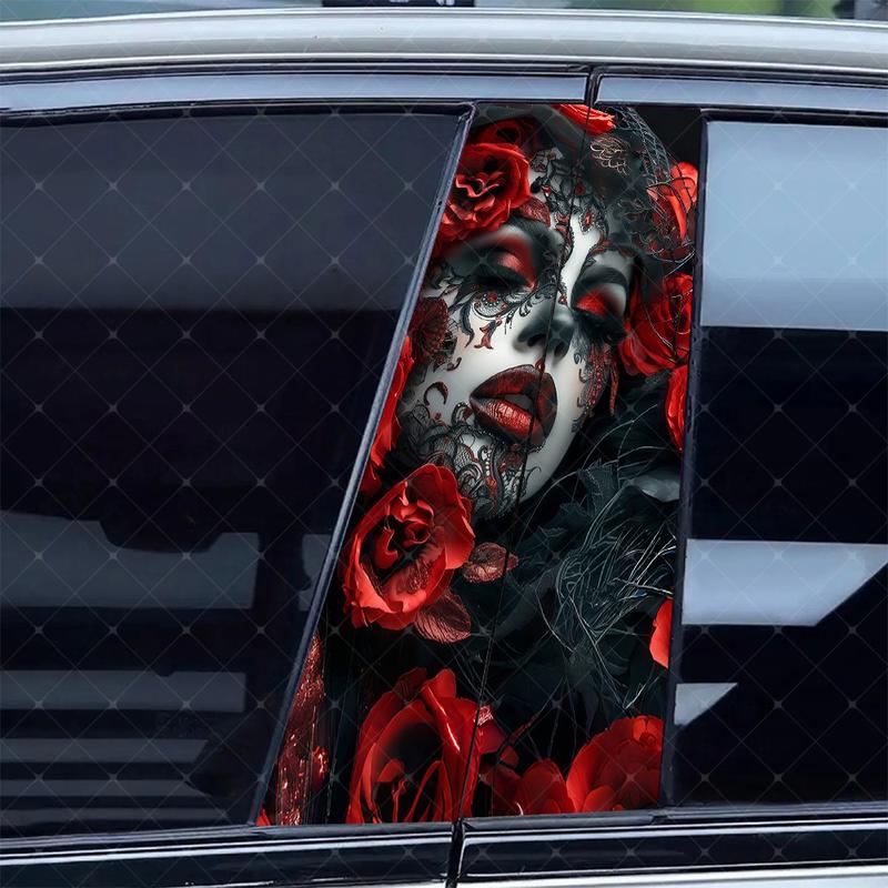 Gothic Vinyl Stickers Set, Car B Pillar Protection Decals, Easy Peel & Stick, Sunproof Waterproof Scratch Resistant, Fits All Vehicles