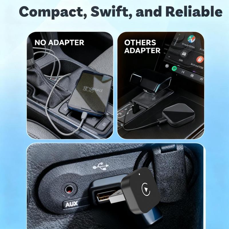 2026 New Upgrade Dual-Mode Wireless Carplay & Android Auto Adapter, Plug-And-Play, Fast Automatic Connection, Compact Design, USB/USB-C Ports ()