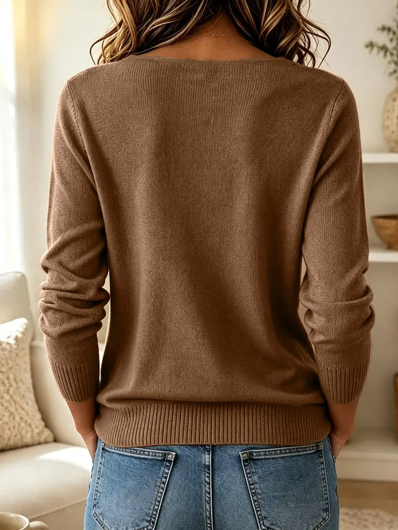 Loose fit cowl neck pullover sweater front view