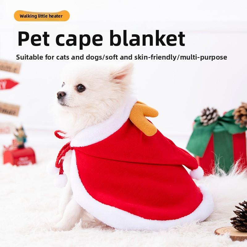 Cat Christmas Cape Reindeer Cloak Autumn Winter Warm New Year Pet Clothes Dog Shawl