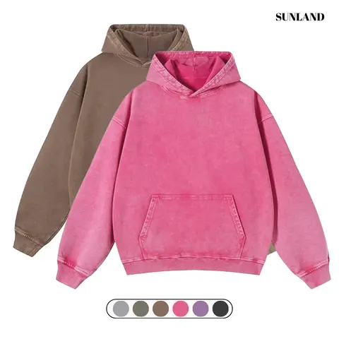 Sunland Women's Plus Size Casual Hoodies & Sweatshirts - Cute Oversized Acid Wash Cotton-Polyester Blend Fabric Hooded Pullover, Vintage Long Sleeve Drop Shoulder Biker Retro Basics Streetwear Top for Thanksgiving Layering, New Year Apparel