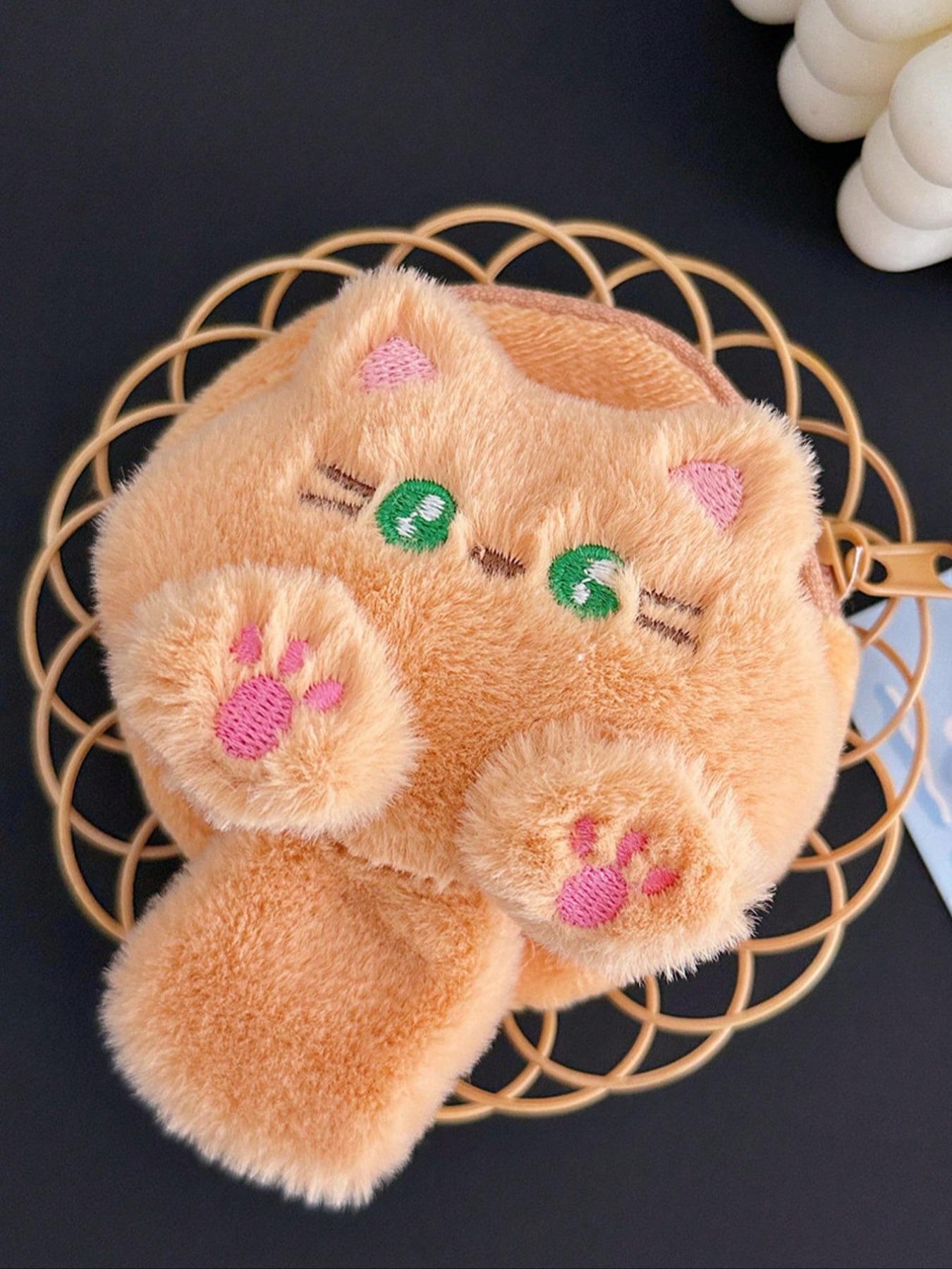 Cute mini plush coin purse, suitable for students, and can also be used as a portable earphone case or a plush backpack accessory. A plush coin purse perfect for storing earphones and lipstick, ideal as a holiday gift or a creative small gift.