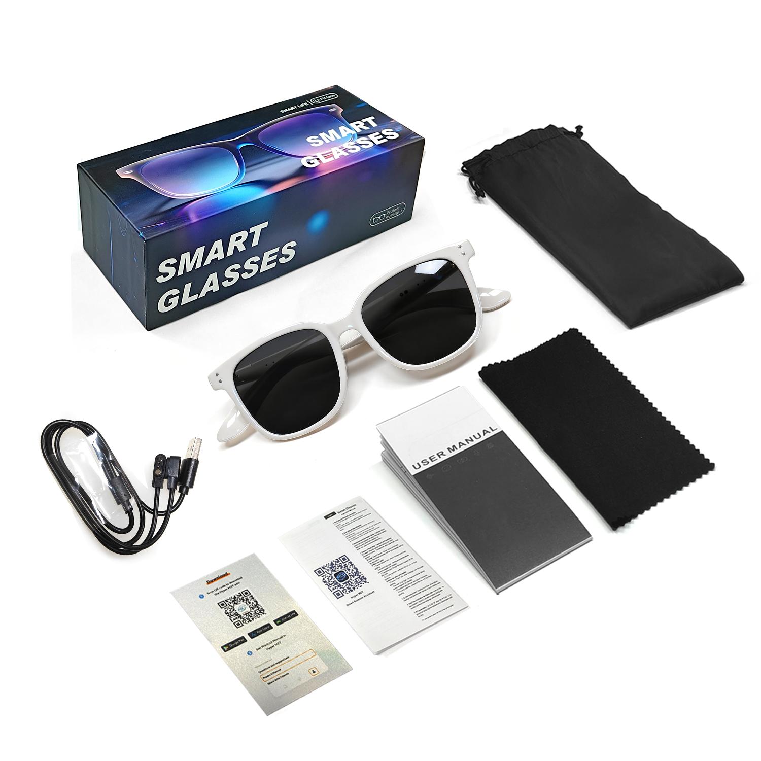 SENBONO Smart Glasses Wireless Audio Eyewear Multifunctional Audio Polarized BT Sunglasses with Microphone Speaker, UV Protection, Auto Pairing, Ai Translation, Voice Assistant, Smart Music Glasses Wearable