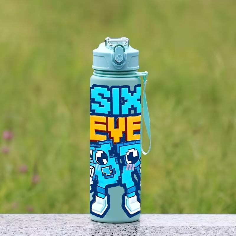 1pc Sixseven 26-Ounce Outdoor Water Bottle, 67 Printed Design Plastic Sports Drinking Bottle, Featuring a One-Touch Opening, Made of Plastic, Adorned with Cartoon Characters, Ideal for Travel, a Present for Her