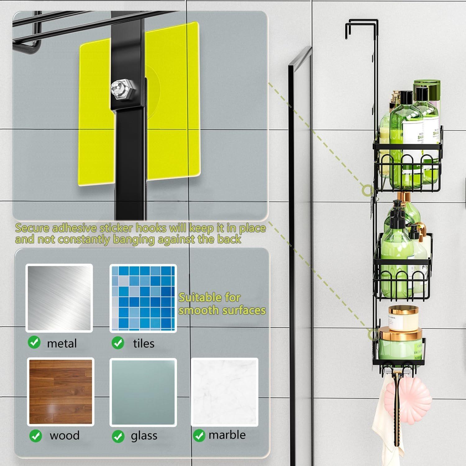 Multi-Layer Bathroom Shelf, No-Drill Wall-Mounted Organizer, 3-Tier Soap & Towel Holder, Space-Saving Storage Solution for Bathroom
