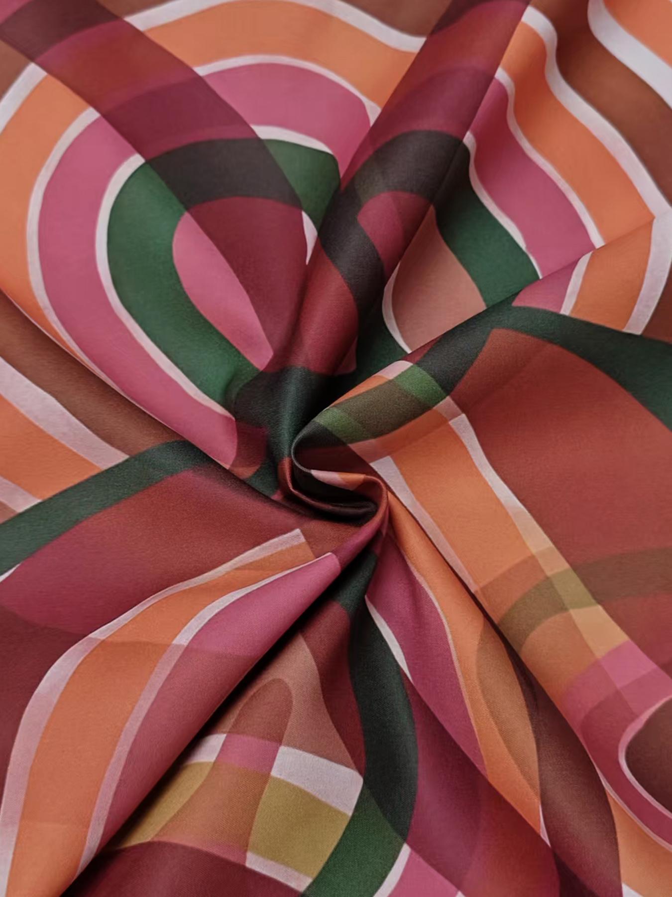 Women's Elegant A-Line Long Sleeve Colorblock High Neck Halter Statement Dress, Fitted Woven Fabric, All Seasons Fashion