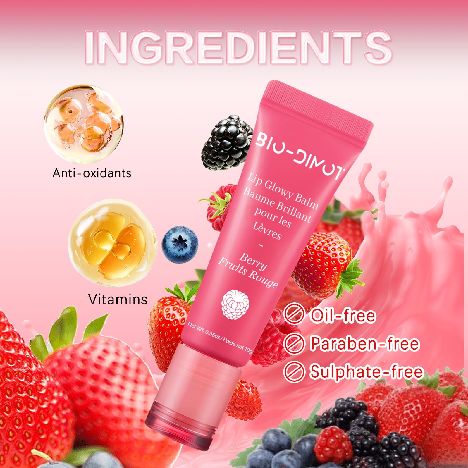 Fruits Vegetables Flavor Moisturizing Lip Gloss, 1 Count/4 Counts Long Lasting Tinted Hydrating Lipgloss, Hydrate Plumping Lip Oil for Dry and Cracked Lips