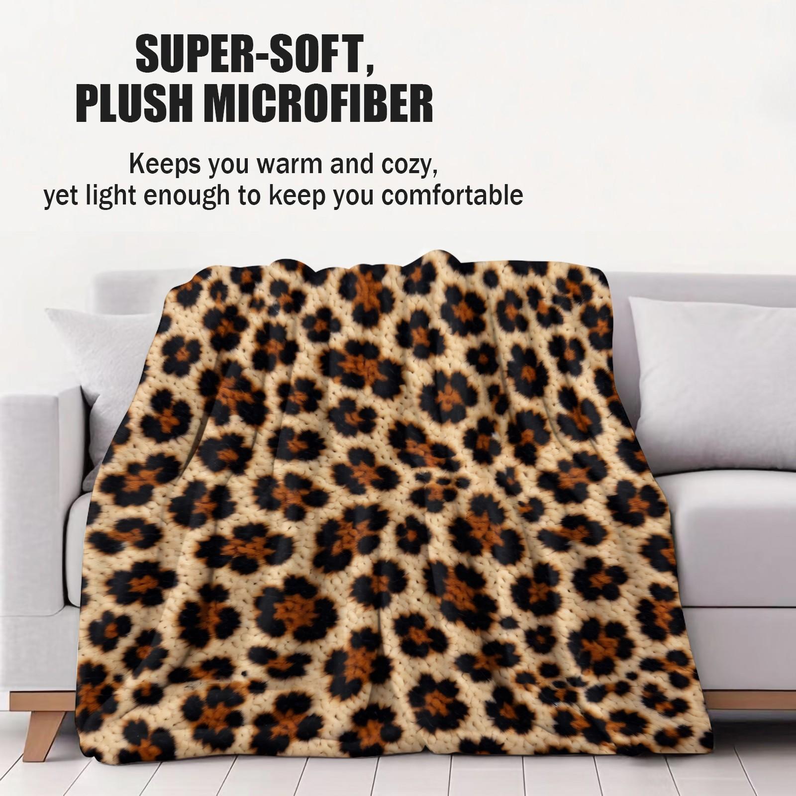 Retro Light Luxury Leopard Print Flannel Blanket, Soft and Fluffy, Warm and Breathable, Suitable for Fashionable Young Women for Home, Office and Travel Use, An Ideal Gift for Relatives and Friends