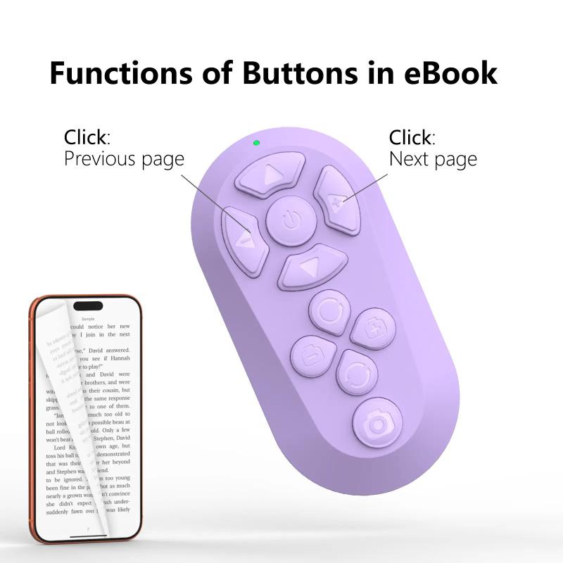 Bluetooth Remote for TikTok Scrolling, Page Turning, Volume Control & Camera Shutter | Hands-Free Phone Controller for iPhone & Android, 2026 Upgraded, Wireless Remote Control
