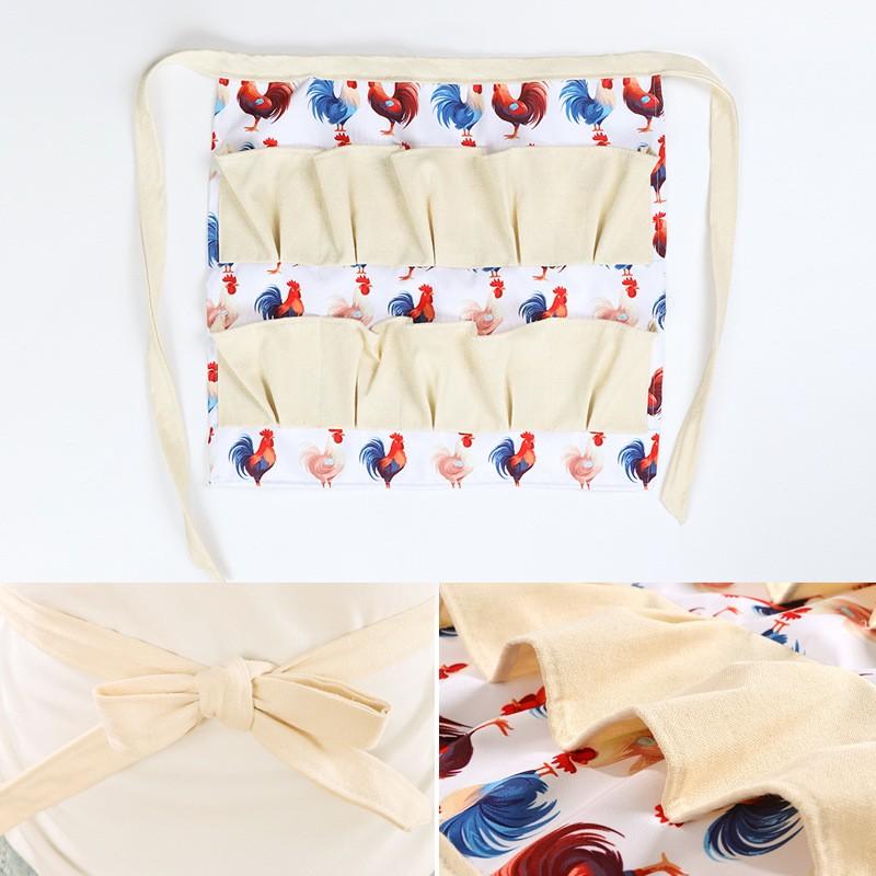 Lightweight 100% Polyester Egg Apron with Multiple Pockets, Farm Skirt for Picking Eggs, Durable Easy-Clean Design, Thanksgiving Kitchen & Outdoor, Home Cleaning