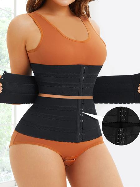 Women's Solid 3-sectional Hook & Eye Waist Trainer, High Stretch Tummy Control Corset for Daily Wear, Women Shapewear Clothes Halloween dailydrip comfyessentials midsize tiktokshopbacktoschool Women's Solid 3-sectional Hook & Eye Waist Trainer, High Stretch Tummy Control Corset for Daily Wear, Women Shapewear Clothes Halloween dailydrip comfyessentials midsize tiktokshopbacktoschool