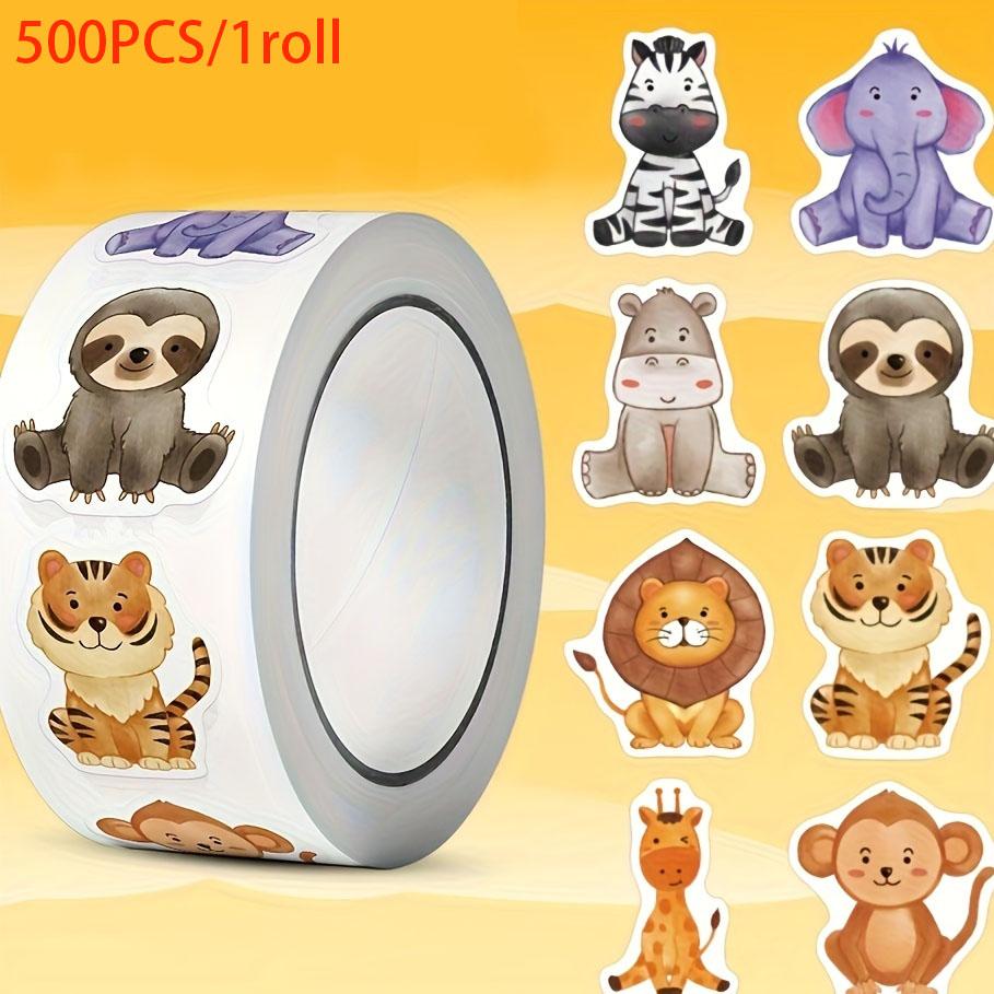 Animal Stickers Roll, 500 Sheets Per Roll, Gift Wrapping Labels, Scrapbook Stationery Stickers, Perfect for Crafts and Decorations
