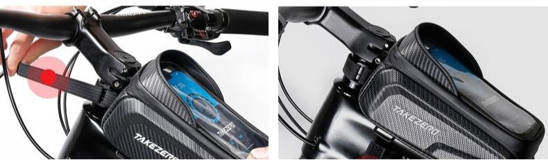 TAKEZERO Bicycle Front Top Tube Bag Touch Screen Bicycle Frame Bag Bicycle Bag 1L Large Capacity Adjustable Cycling Bag Bicycle Accessories