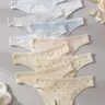 5/10/12 pcs Random Pack Women's Underwear, Lace Trim Breathable Triangle Underwear, High Stretch Comfort All Seasons Wear, Cute Polka Dot Print Design