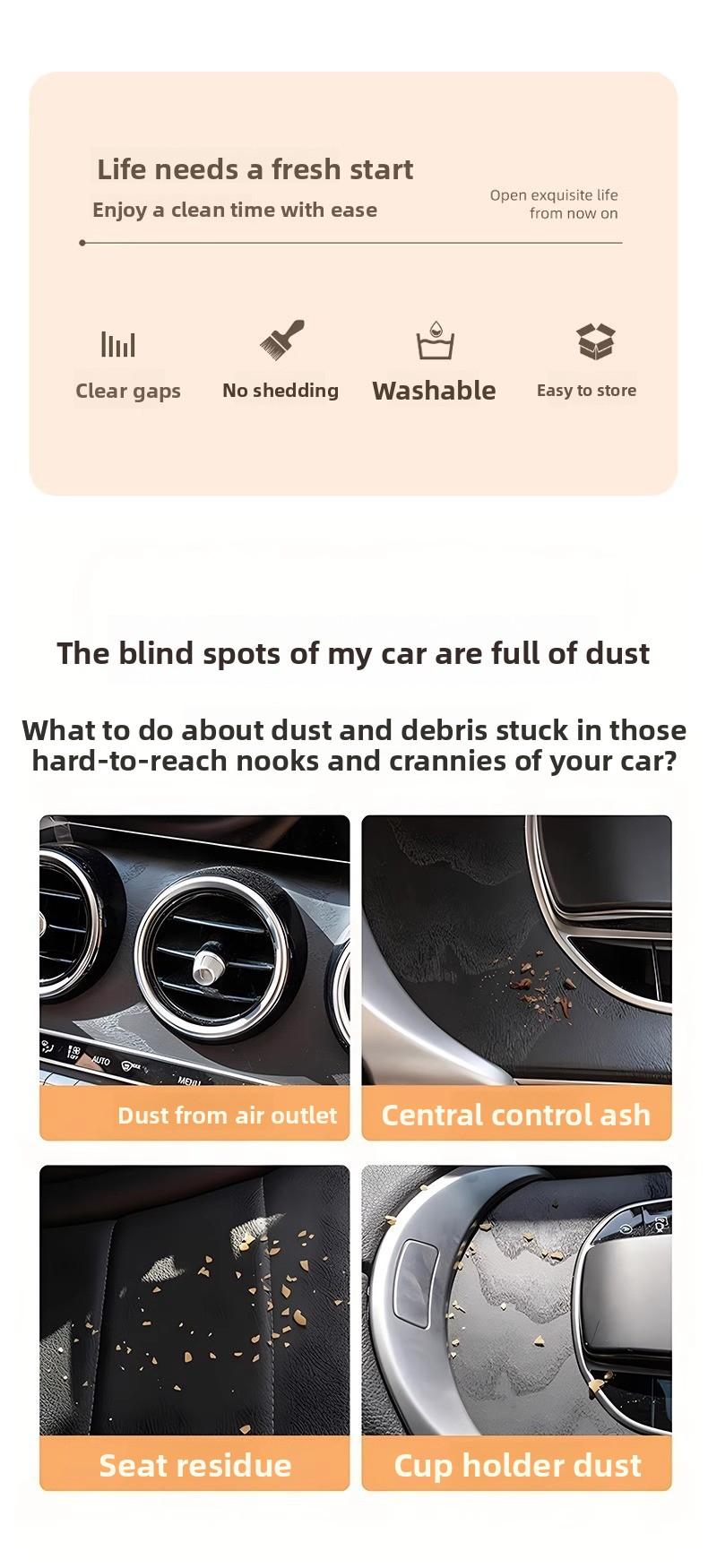 Multi-Purpose Dust Cleaning Brush for Car Interior & Home Use, Soft Bristle Crevice Cleaner for Keyboard, Window Sill & Air Vent, Large Dusting Brush to Remove Dust & Debris Efficiently