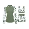 Three Piece Rash Guard for Women - Long Sleeve Swimsuits with Shorts SPF Zip up Swim Shirt with Built in Bra Beach Outfits SwimWeek