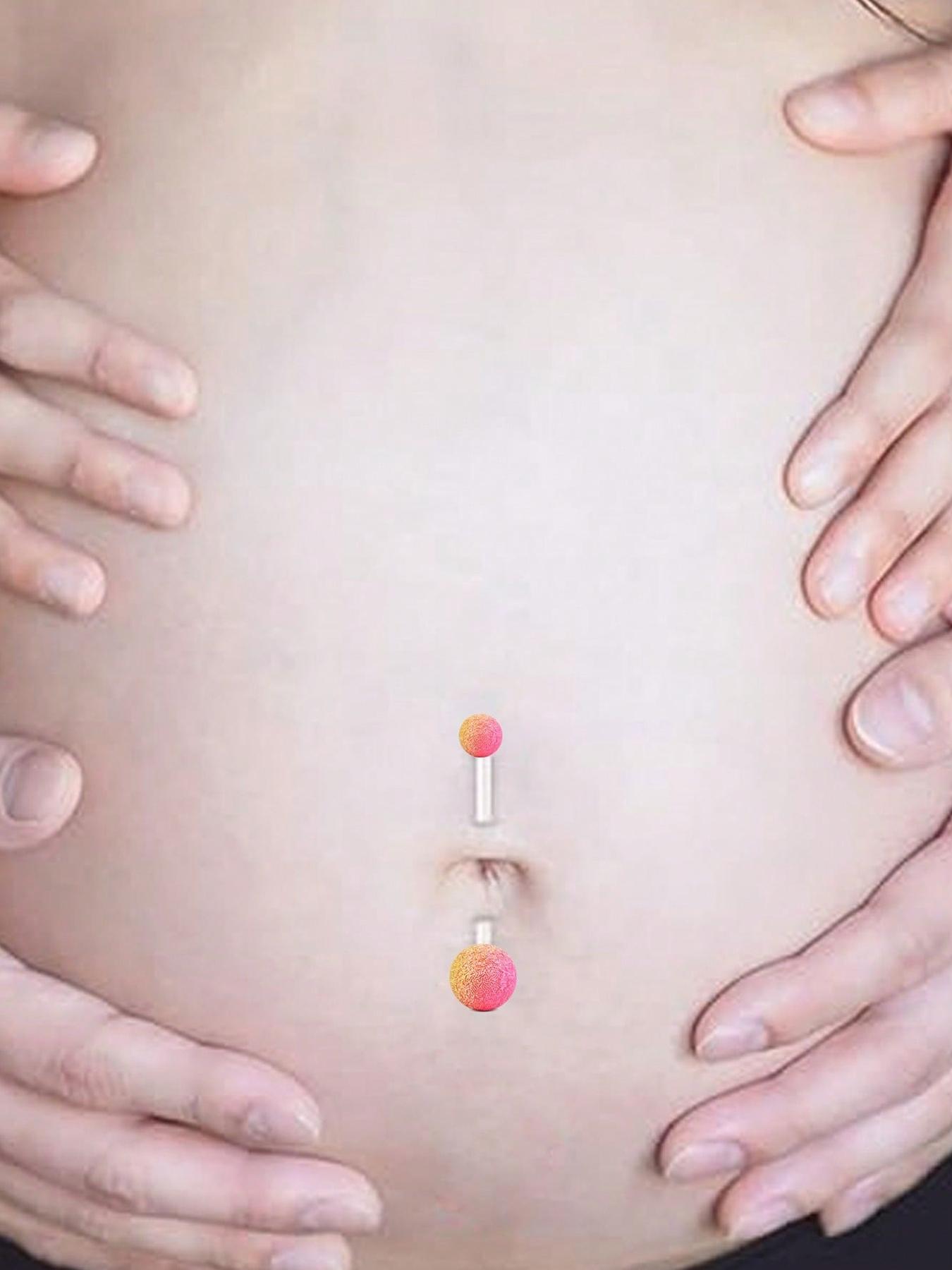 5pcs 14G Pregnancy Belly Button Ring Mix Style Flexible Clear Acrylic Pregnancy Navel Piercing Retainer Maternity Bioplast Long Belly Dangle Button Ring Retainer For Woman 25-38mm Belly Hoops