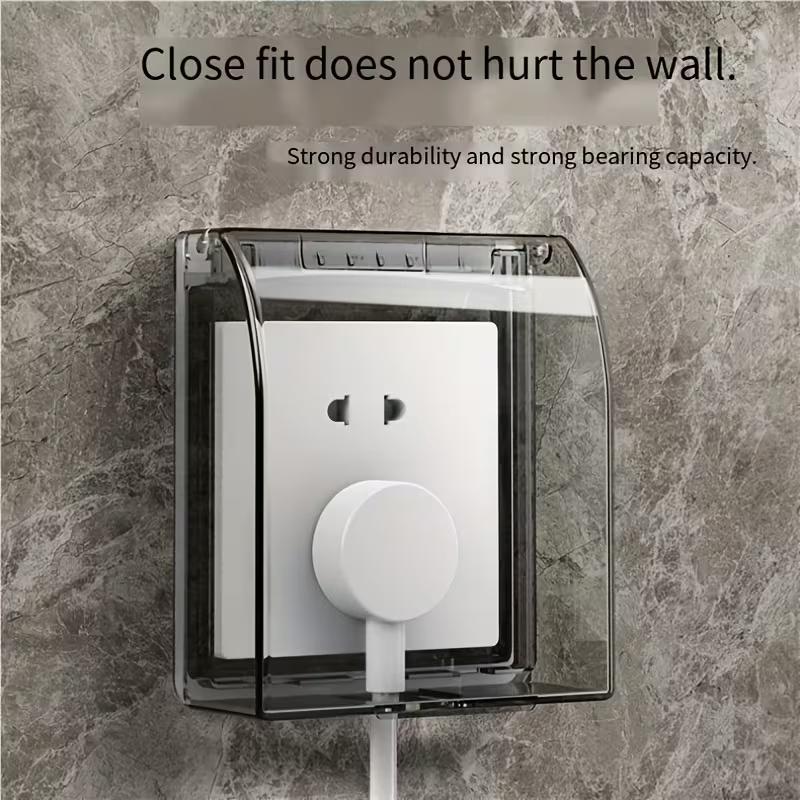 Waterproof Self-Adhesive Socket Box, High-Line Switch Cover, No Drilling Splashproof Outlet Protector, Bathroom Power Plug Holder