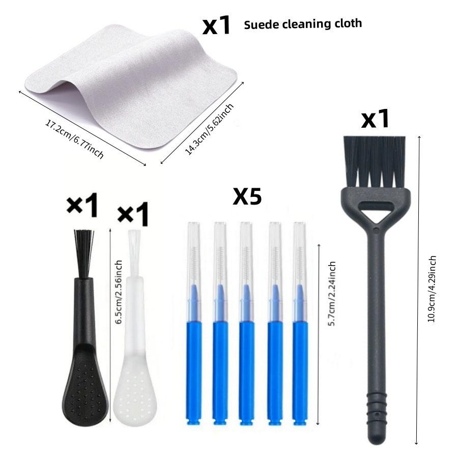 9pcs Multifunctional Mobile Phone Cleaning Kit, Fine-Hole Brush & Cloth, Cleans Charging Port, Speaker Hole, Earpiece Gap, Dust Removal Tool