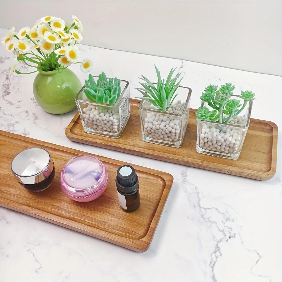 Rectangular Wooden Tray, Juniper Wood Tray, Salad Serving Plates, Multi-Functional Fruit Dessert Coffee Snack Cake Cheese Bread Storage Tray