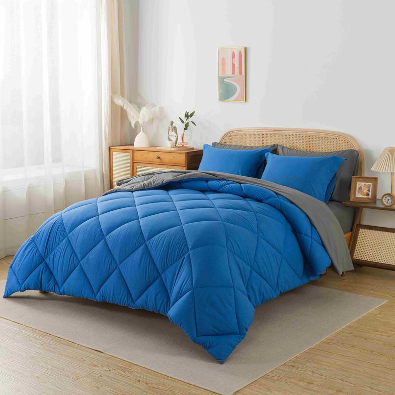 Cosybay 7-Piece Queen Size Comforter Set Orange Halloween Pumpkin Color Microfiber Bedding Set with Flat Sheet Fitted Sheet 4 Pillowcases Lightweight Luxurious Easy Care Machine Washable Christmas Bedding Soft And Breathable