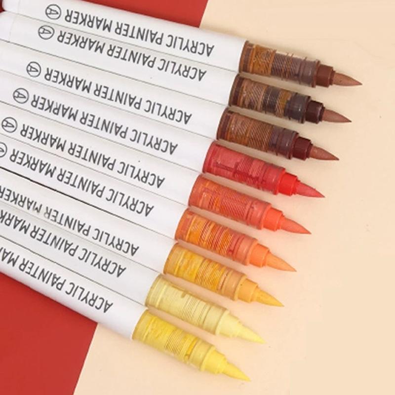 Gradient Color Marker Pen, 9 Counts/set Liquid Acrylic Marker Pen, Student Colored Graffiti Painting Coloring Pen, Art Supplies