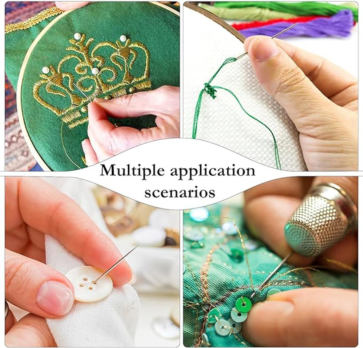 30pcs Self-Threading Needle Set - Multi-purpose Household Hand Sewing Needle with Wooden Needle Case, Big Eye Design for Blind Stitching, Invisible Repairs & Comfortable Hand Sewing