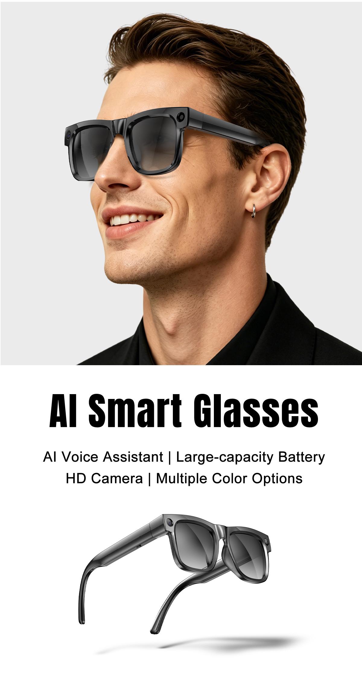 Women's AI Glasses, Wearable Tech Glasses, 8MP Camera, Hands-free Video Recording, 4GB Memory Build-in(No TF Card Need), 290Mah Battery, AI Multi Languages Translation, Wireless Translation Glasses, Bluetooth Calling, HiFi Audio, Music Control