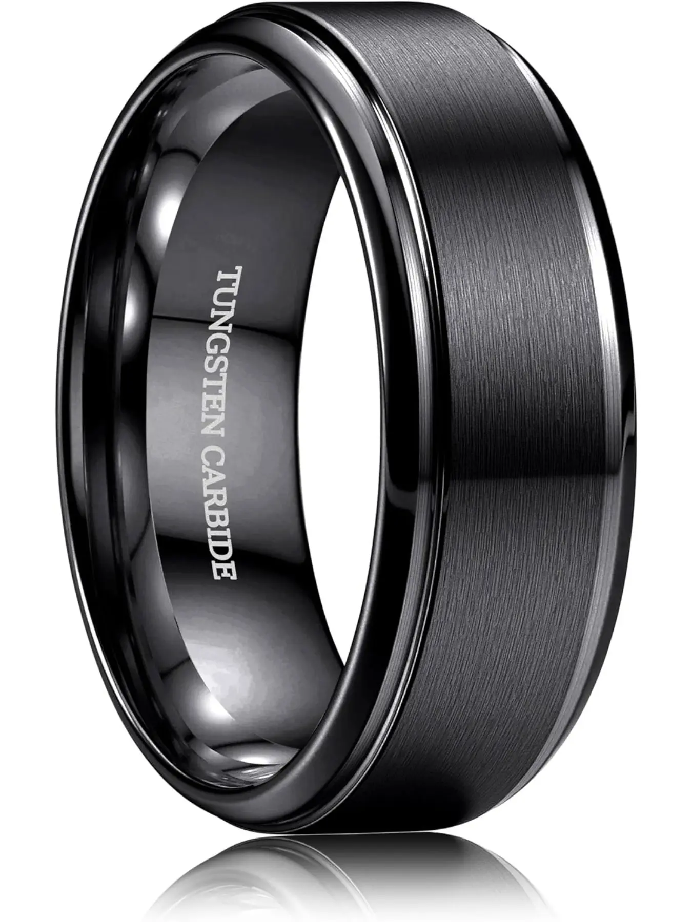 Tungsten Wedding Rings for Men Women 8MM Thickness Rings Mens Wedding Band Black/Silver/Gold Mens Rings, Matte Surface Polished Edge Engagement Promise Men Ring Jewelry Comfort Fit 6-14 Dark Aesthetic Rings